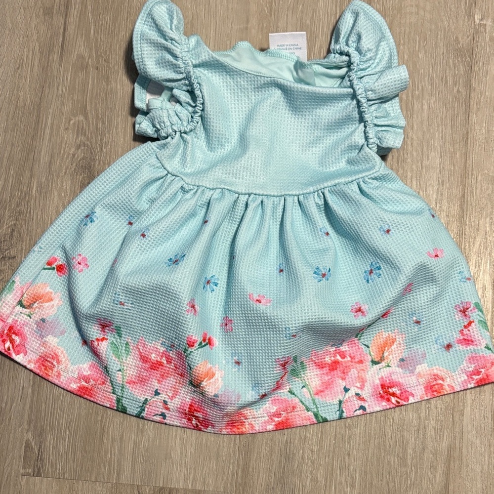 Charming Aqua Floral Kids Dress